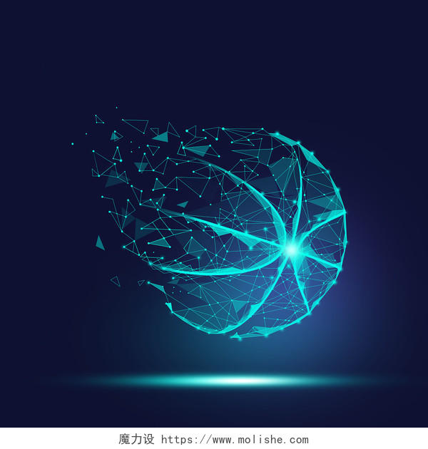 蓝色科技粒子创意篮球科技光效设计元素